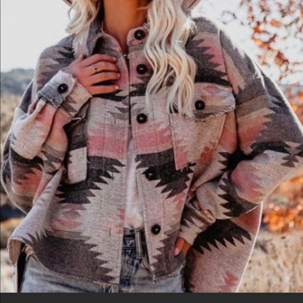 Aztec print shacket